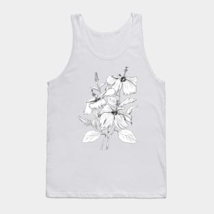 hibiscus flower black and white ink  illustration Tank Top